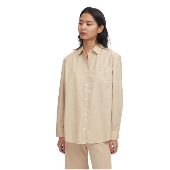 NWOT NILI LOTAN Kristen Button-Up Shirt‎ in Sand (S) - Picture 13 of 13